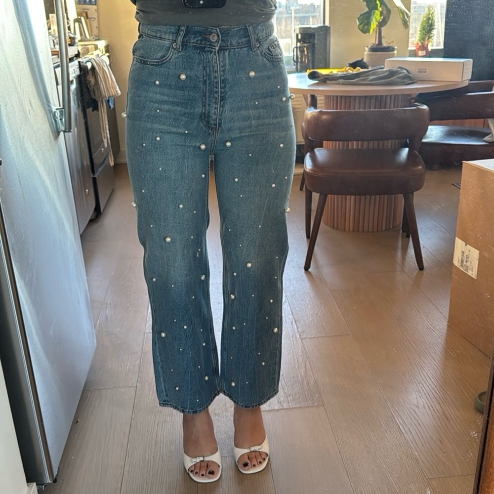 Zara jeans- premium denim collection with pearls- Size 6 = EU 38